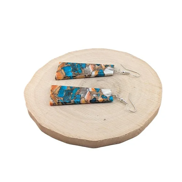 Handmade Earrings Natural Stone Mohave Slab Native American Jewelry NA Peete**